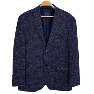 Polka British Made Blazer Sport Coat Navy Flecked Golf Heritage / Size 105 (42R)